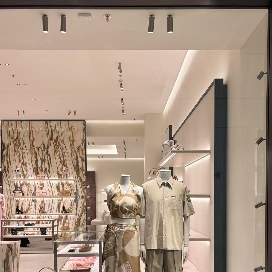 Luxury fashion boutiques require lighting that enhances products without overwhelming the space. This solution combines compact magnetic track lighting with precise accent illumination to highlight merchandise, create visual hierarchy and maintain a refined architectural atmosphere.
